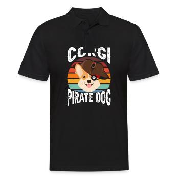 Corgi Pirate Dog - Men's Polo Shirt - black - Front - Kai (181cm)