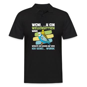 Wellensittich Nymphensittich Papagei Vogelkäfig - Männer Poloshirt - Schwarz - Vorne - Kai (181cm)