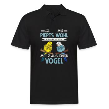 Wellensittich Nymphensittich Papagei Vogelkäfig - Männer Poloshirt - Schwarz - Vorne - Kai (181cm)