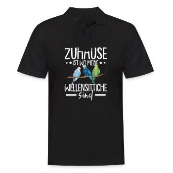 Wellensittich Vogel - Männer Poloshirt - Schwarz - Vorne - Kai (181cm)