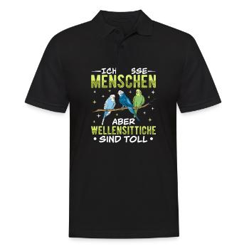Wellensittich Vogel - Männer Poloshirt - Schwarz - Vorne - Kai (181cm)