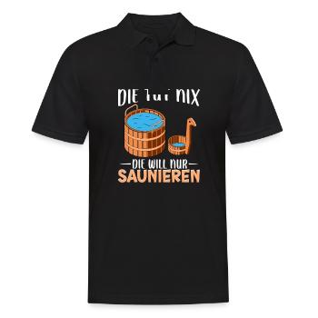 Sauna - Männer Poloshirt - Schwarz - Vorne - Kai (181cm)