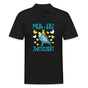 Wellensittich Nymphensittich Papagei Vogelkäfig - Männer Poloshirt - Schwarz - Vorne - Kai (181cm)