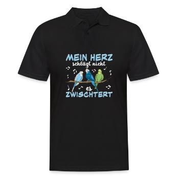 Wellensittich Nymphensittich Papagei Vogelkäfig - Männer Poloshirt - Schwarz - Vorne - Kai (181cm)