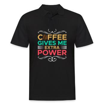 Kaffee Gibt Mir Zusätzliche Kraft - Männer Poloshirt - Schwarz - Vorne - Kai (181cm)