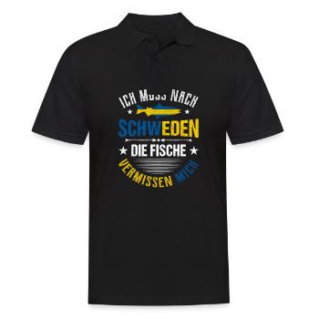 Angelurlaub in Schweden Angeltour Schweden - Männer Poloshirt - Schwarz - Vorne - Kai (181cm)