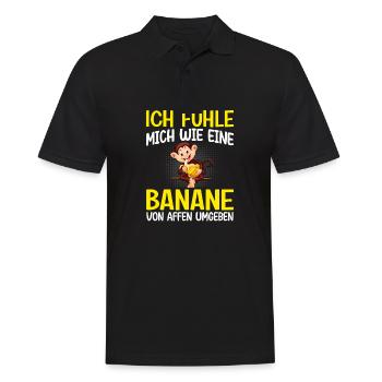 Ich fühle mich wie eine Banane von Affen umgeben - Männer Poloshirt - Schwarz - Vorne - Kai (181cm)