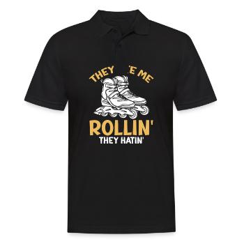 Roller Skating - They See Me Rollin' They Hatin' - Männer Poloshirt - Schwarz - Vorne - Kai (181cm)