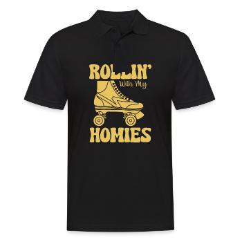 Roller Skating - Rollin avec mes copains - Polo Homme - noir - Devant - Kai (181cm)