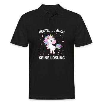 Hektik ist auch keine Lösung Einhorn - Männer Poloshirt - Schwarz - Vorne - Kai (181cm)