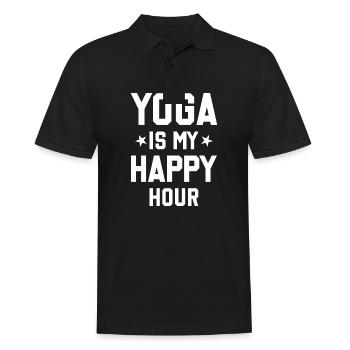 Yoga Saying - Yoga Is My Happy Hour - Men's Polo Shirt - black - Front - Kai (181cm)