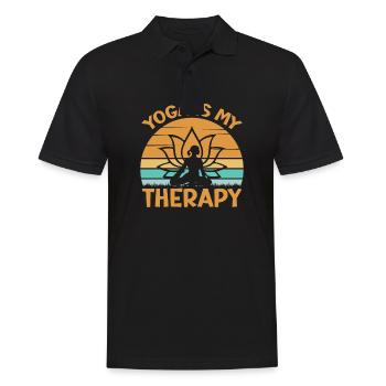 Yoga Saying - Yoga Is My Therapy - Men's Polo Shirt - black - Front - Kai (181cm)