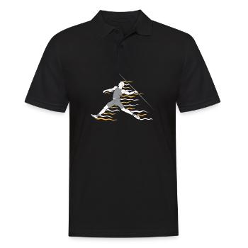 Speerwurfstrecker Leichtathletik Speerwerfer - Männer Poloshirt - Schwarz - Vorne - Kai (181cm)