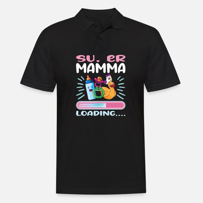 Super Mamma Loading... - Männer Poloshirt - Schwarz
