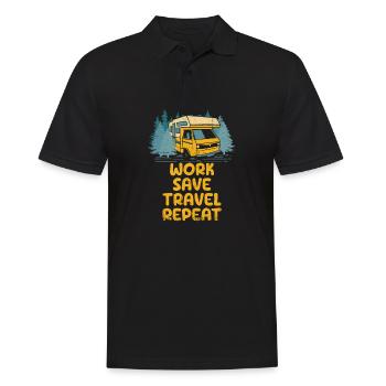Work Save Travel Repeat Traveler Tourist Travel - Men's Polo Shirt - black - Front - Kai (181cm)