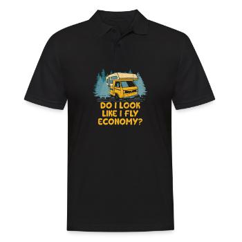 I Fly Economy Road Trip Funny Adventure Humor - Men's Polo Shirt - black - Front - Kai (181cm)