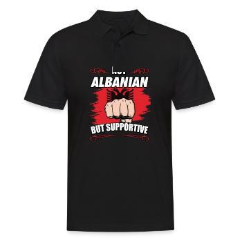 Not Albanian But Supportive Travel Tourist - Männer Poloshirt - Schwarz - Vorne - Kai (181cm)