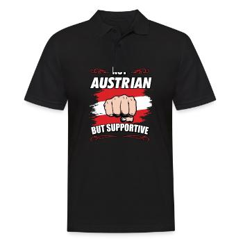 Not Austrian But Supportive Travel Tourist - Männer Poloshirt - Schwarz - Vorne - Kai (181cm)