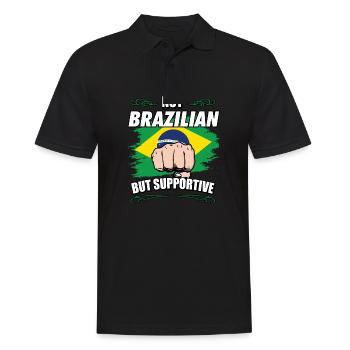 Not Brazilian But Supportive Travel Tourist - Männer Poloshirt - Schwarz - Vorne - Kai (181cm)
