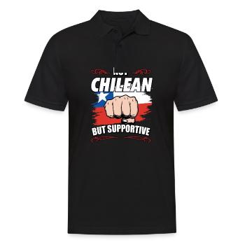 Not Chilean But Supportive Travel Tourist Chilean - Men's Polo Shirt - black - Front - Kai (181cm)