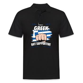 Pas grec mais soutien touristique grec - Polo Homme - noir - Devant - Kai (181cm)