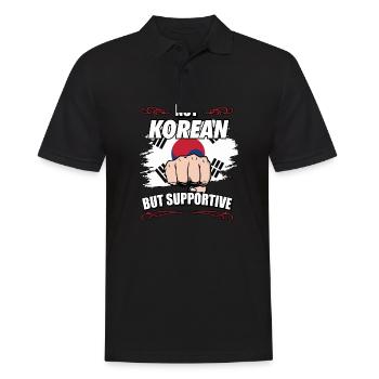 Not Korean But Supportive Travel Tourist Korean - Men's Polo Shirt - black - Front - Kai (181cm)