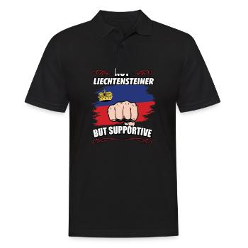 Not Liechtensteiner But Supportive Travel - Männer Poloshirt - Schwarz - Vorne - Kai (181cm)