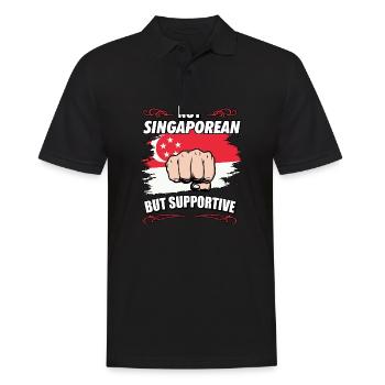 Not Singaporean But Supportive Travel Tourist - Männer Poloshirt - Schwarz - Vorne - Kai (181cm)
