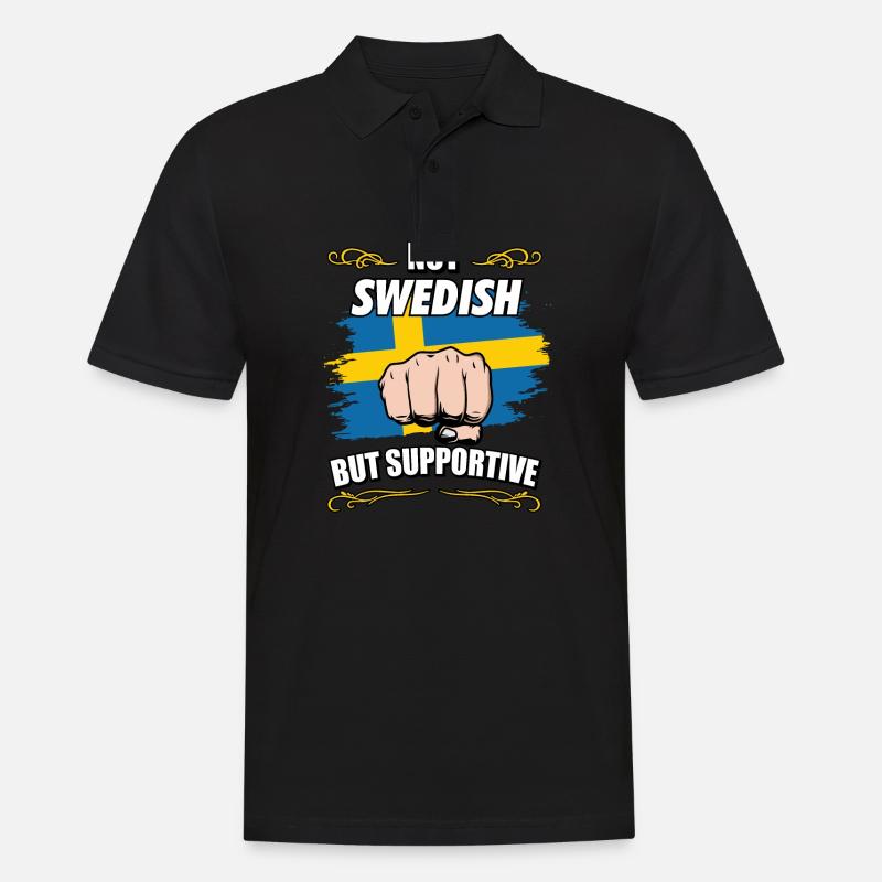 Inte svenskt men stöttande reseturist svenskt - Pikétröja herr - svart