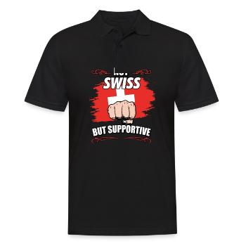 Not Swiss But Supportive Travel Tourist Swiss - Men's Polo Shirt - black - Front - Kai (181cm)