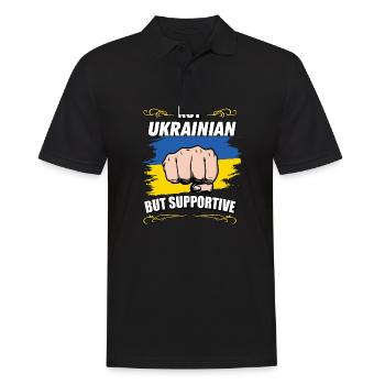 Not Ukrainian But Supportive Travel Tourist - Männer Poloshirt - Schwarz - Vorne - Kai (181cm)