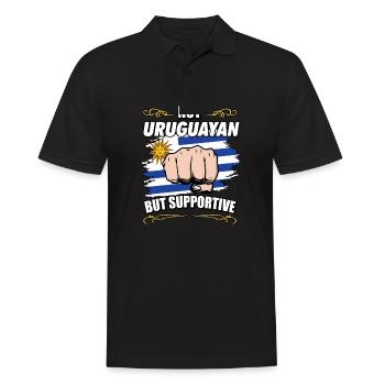 Not Uruguayan But Supportive Travel Tourist - Men's Polo Shirt - black - Front - Kai (181cm)