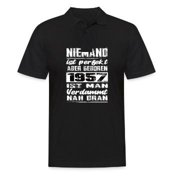 Niemand Is Perfekt Aber geboren 1957 Geburtstag - Männer Poloshirt - Schwarz - Vorne - Kai (181cm)