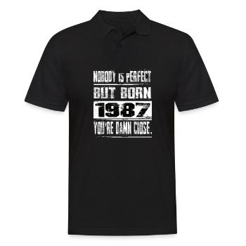 No one is perfect but born 1987 birthday - Men's Polo Shirt - black - Front - Kai (181cm)