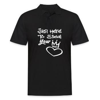 Just here to steal your Heart - Men's Polo Shirt - black - Front - Kai (181cm)
