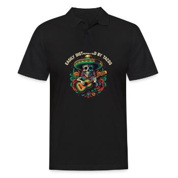 Facilement distrait par les tacos Mangeur de tacos Nourriture mexicaine - Polo Homme - noir - Devant - Kai (181cm)