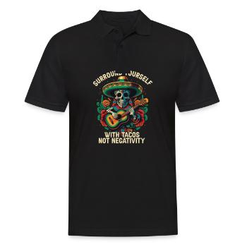 Entourez-vous de tacos et non de négativité Mexica - Polo Homme - noir - Devant - Kai (181cm)