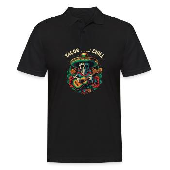 Tacos And Chill Taco Eater Mexican Food Foodie - Men's Polo Shirt - black - Front - Kai (181cm)