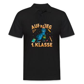 Aufstieg 1. Klasse Dino Einschulung Grundschule - Männer Poloshirt - Schwarz - Vorne - Kai (181cm)