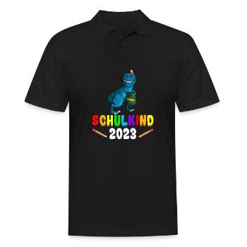 Schulkind 2023 1. Klasse Einschulung Dino - Männer Poloshirt - Schwarz - Vorne - Kai (181cm)