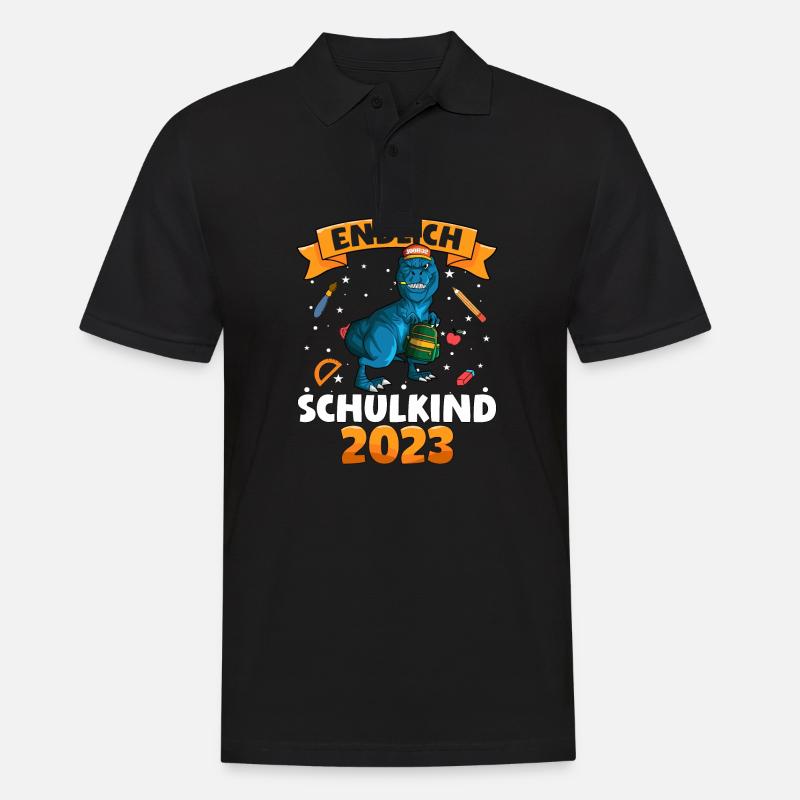 Endlich Schulkind 2023 Einschulung Dinosaurier - Männer Poloshirt - Schwarz