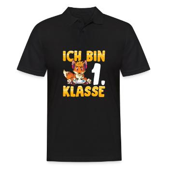 Einschulung Grundschule 1. Klasse ich komme Dab - Männer Poloshirt - Schwarz - Vorne - Kai (181cm)