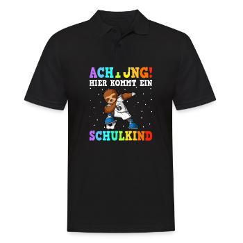 Einschulung Grundschule 1. Klasse ich komme Dab - Männer Poloshirt - Schwarz - Vorne - Kai (181cm)