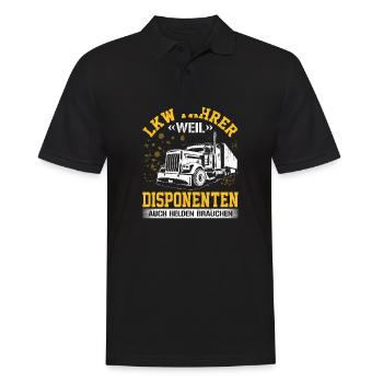 LKW Fahrer weil Disponenten auch Helden brauchen - Männer Poloshirt - Schwarz - Vorne - Kai (181cm)