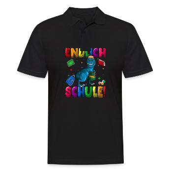 Endlich Schule Einschulung Grundschule 1. Klasse - Männer Poloshirt - Schwarz - Vorne - Kai (181cm)