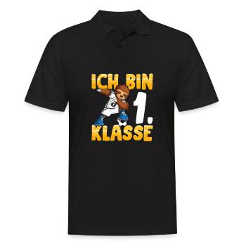 Einschulung Grundschule 1. Klasse ich komme Dab - Männer Poloshirt - Schwarz - Vorne - Kai (181cm)
