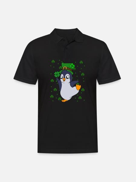 Manchot mignon Trèfle Saint-Patrick Pingouin - Polo Homme - noir