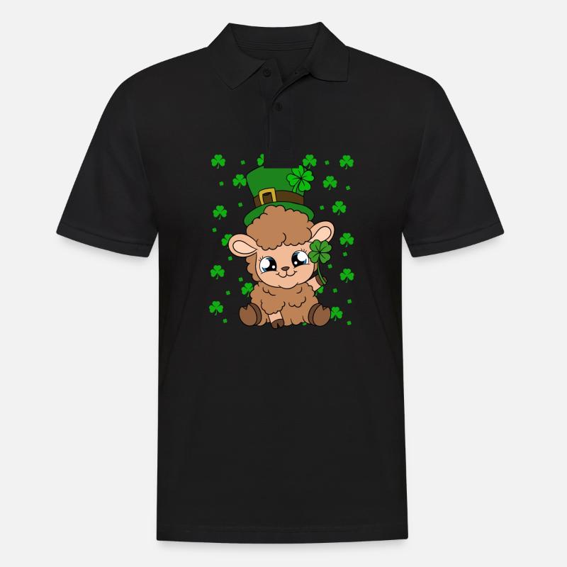 Sheep Shamrocks Saint Patrick's Day - Männer Poloshirt - Schwarz