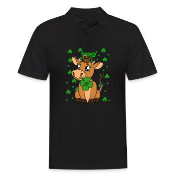 Cute cow shamrocks Saint Patrick's Day - Men's Polo Shirt - black - Front - Kai (181cm)
