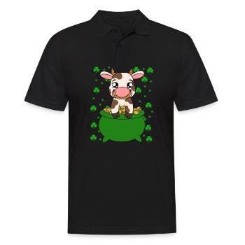 Cute cow shamrocks Saint Patrick's Day - Men's Polo Shirt - black - Front - Kai (181cm)